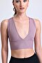 Cross Back Detail Corded Fabric Sports Bustier |   Dried Rose - 2