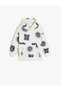 Hooded Sweatshirt Kangaroo Pocket Printed Long Sleeve Cotton Fleece-Lined