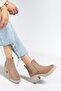 Women's Heeled Boots Mink Suede Side Elastic Zipperless Thick Sole - 2