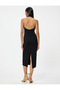 Midi Halter Neck Dress Window Detail Shell Detail Slit - 4