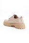 Women's Casual Daily Shoes Beige Wrinkled Patent Leather Thick Sole Without Laces - 5