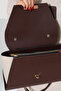 Women's Brown Cream Crocodile Leather Bag with Lock Detail - 8