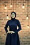 Esil Navy Blue Hijab Evening Dress - 6