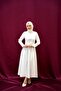 Esil White Hijab Evening Dress - 4