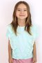 Girl's T-Shirt with Lace Flowers Embroidered, Ages 1.5-5, Water Green