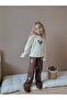 Girl Child Heart Pattern Three Yarn Fleece-Lined Winter Squishy Brown Suit - 2