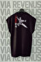 Kungfu Sırt Printed Zero Sleeve 100% Cotton Sports Tshirt
