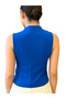 Women's Blue Slim Fit Buttoned Vest - 3