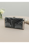 Black Silver Detailed Full Crystal Stone and Metal Frame and Evening Dress Bag - 5