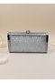 Silver Gray Lame Full Crystal Stone and Metal Frame and Evening Dress Bag Wedding Engagement Graduation - 6
