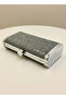 Anthracite Gray Platinum Full Crystal Stone and Metal Frame and Evening Dress Bag Wedding Engagement Graduation - 2