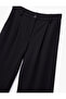 Buttoned Pocket Detail Regular Waist Wide Leg Fabric Trousers - 3