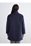 Two Mt Shop Quality Lcw Grace Navy Blue Stand Collar Women's Cashmere Coat - 5