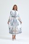 Atlas Fabric Floral Patterned Shirt Collar Button Detailed Yellow Dress (Belt Included)-4235 - 6