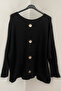 Women's Italian Black Plain Pattern Back Button Detailed Loose F Corded Fabric Sweater Blouse - 2