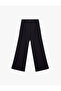 Buttoned Pocket Detail Regular Waist Wide Leg Fabric Trousers