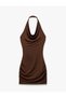 Degaje Collar Sleeveless Draped Asymmetric Midi Dress