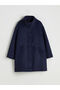 Two Mt Shop Quality Lcw Grace Navy Blue Stand Collar Women's Cashmere Coat - 6