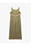 Bebe Collar Khaki Midi Women's Dress 5Sak80199Ew - 4