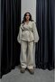 Beige Double-Breasted Tie-Up Tracksuit Set