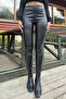 Women's Black Leggings Pants, Elasticated at the Back Waist, Stretchy 3665286 - 3