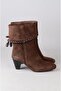 Seç 81210 genuine leather high heel women's boot (heel height: 7 cm) coffee suede - 2