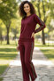 Crew Neck Leopard Paneled Flexible Pocket Modal Suit - 3
