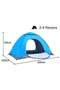 Automatic Pop-Up Tent For 3-4 People, Waterproof, Blue - 2