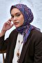 Soft Cotton Scarf Tile Blue Milk Coffee Geometric Patterned Light Textured 90X90 - 5