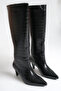 Women's Boots Mini Heeled Patent Leather Black Crocodile Pattern Comfortable Non-Slip Sole Luna