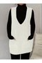 Women's Deep V-Neck Pocketed Knitwear Sweater Vest Sweater Smlxl Size Compatible Length 85 cm - 2
