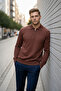 Slim Fit Polo Neck Zippered 30% Cotton Sweater - 3
