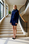 Women's Top and Bottom Set with Turn-Down Collar, Zipper, Short Knit Top and Ribbed Mini Skirt, Comfortable Winter Style