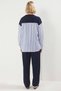 Women's Bottom Top Oversized Relaxed Fit Knitted Sweatshirt and Wide Leg Sweatpants Set Striped Woven Fabric - 6