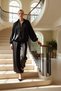 Women's Top and Bottom Satin Woven Balloon Sleeve Jacket and Wide Leg Pants Set Modern and Timeless Style
