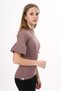 Girl's Crew Neck Short Sleeve Corded Fabric T-Shirt - 3