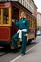 Young Girl's Embroidery Detailed Mock Neck Half Zipper Wideleg Wide Leg Knitted Sweatsuit Set Stylish - 4