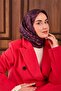 وشاح حرير تويلي باللون الأرجواني الداكن - أرجواني - بنفسجي منقوش بتصميم أنيق 90x90 - 3