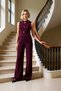 Women's Top and Bottom Sleeveless Button Detail Cut Top Wide Leg Pants Two-Piece Set Ottoman Knitted Fabric