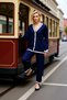 Women's Bottom Top Knitwear Cardigan Wide Leg Pants Set Contrast Piped Low Arm Detailed Comfortable - 4
