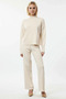 Women's Bottom Top Striped Oversized Mock Neck Knitwear Sweater Pants Two-Piece Set Winter Days Comfortable One - 5