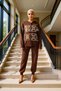 Women's Top and Bottom Ethnic Patterned Hooded Knitwear Top and Relaxed Cut Bottom Set Daily Chic Functional