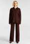 Women's Bottom Top Zippered Mock Neck Low Arm Wide Fit Knitwear Top Relaxed Fit Pants Set Daily - 5
