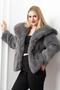 Women's Pocketed Snap Closure Faux Leather : Faux Fur Coat - 3