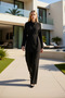 Women's Flowy Aerobin Fabric Lace-Up Shirt and Pants Set Relaxed Fit Casual Chic Combination - 3