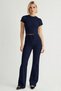 Women's Bottom Top Fitted Stretchy Knitted Crop Top High Waist Flared Pants Set Daily Comfort - 5