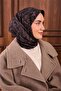 وشاح حريري من التويل أسود منقوش بنقشة الزهور 90×90 - 5