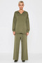 Women's Top and Bottom Polo Neck Knitwear Sweater and Wide Leg Pants Set Relaxed Fit Comfortable Casual - 5