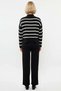 Women's Bottom Top Striped Oversized Mock Neck Knitwear Sweater Pants Two-Piece Set Winter Days Comfortable One - 6