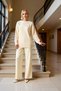 Women's Sequin Embroidered Knitwear Sweater and Wide-Leg Pants Set Offers Comfort and Style Together